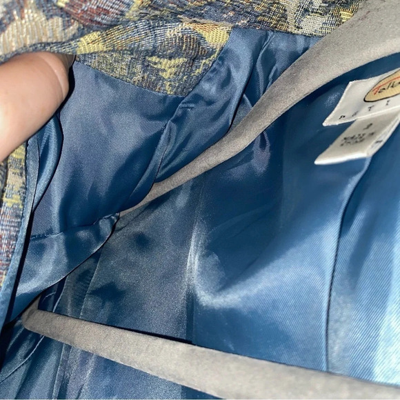 Women’s Vintage Victorian Floral Talbots brand Blazer Jacket blue Velvet size  2 - Picture 7 of 13